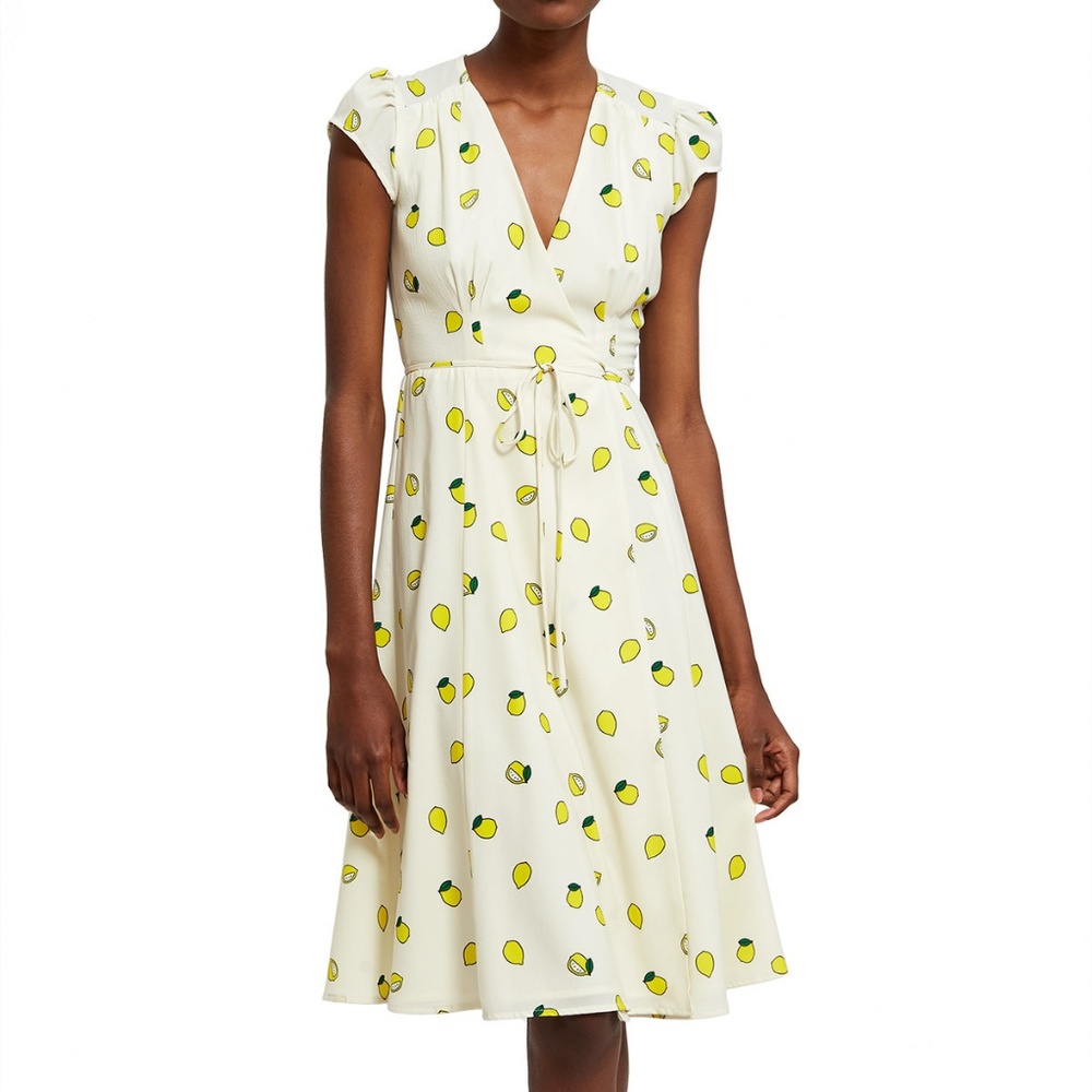 NEW CALLIPYGIAN KITSCH PATTERN WRAP DRESS